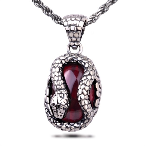 925 Silver Serpent Gemstone Pendant